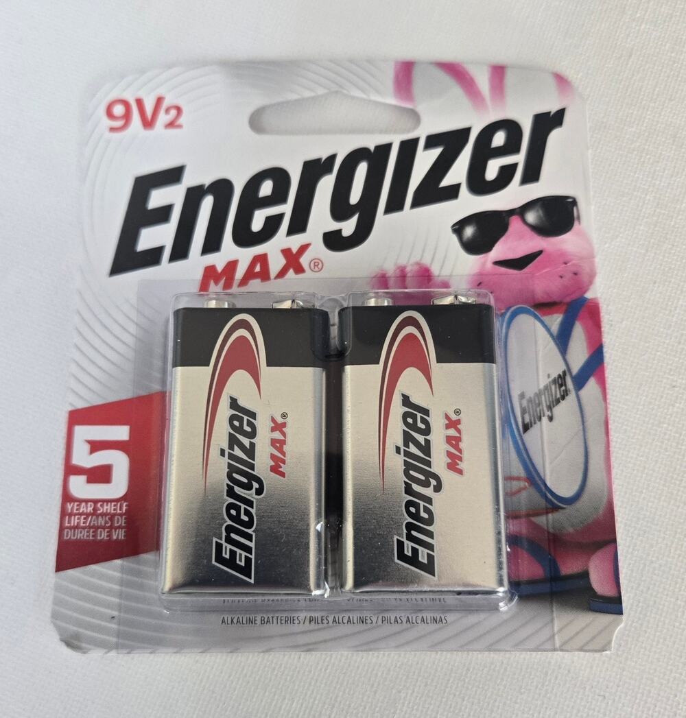 Energizer MAX 9V Alkaline Batteries 2 Pack Long Lasting Power New Sealed